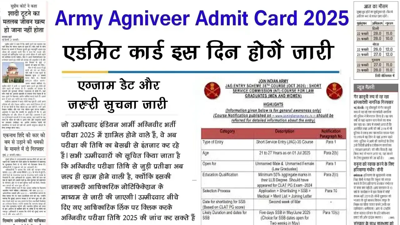 Agniveer Admit Card 2025 Release Date : आर्मी अग्निवीर एडमिट कार्ड कैसे निकालें, ये रहें आसान स्टेप्स